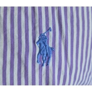 Polo Ralph Lauren Mens Shirt M Slim Fit Purple White Striped Blue Pony